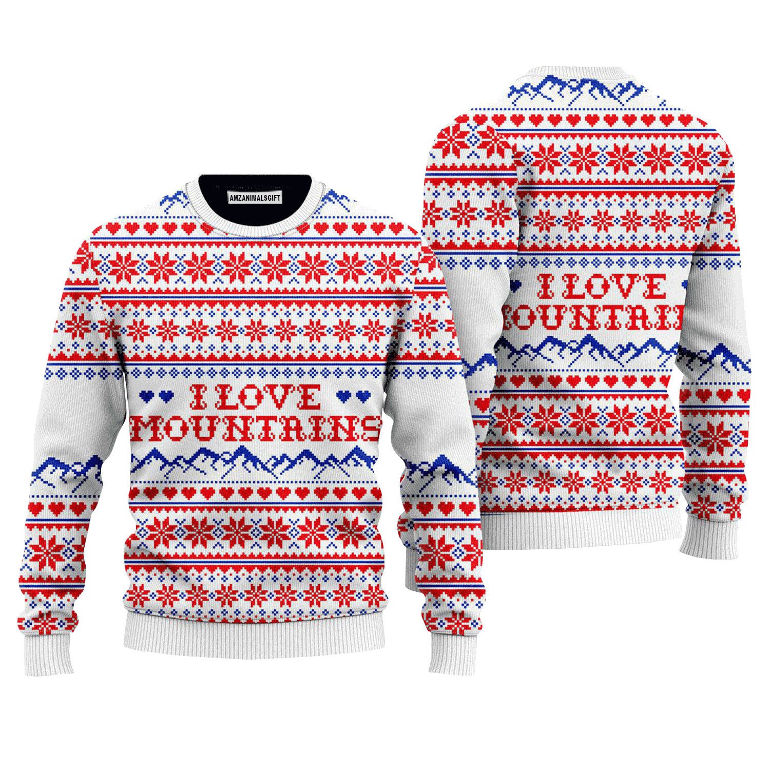 I Love Mountains Pattern Sweater, Ugly Sweater For Men & Women, Perfect Outfit For Christmas New Year Autumn Winter