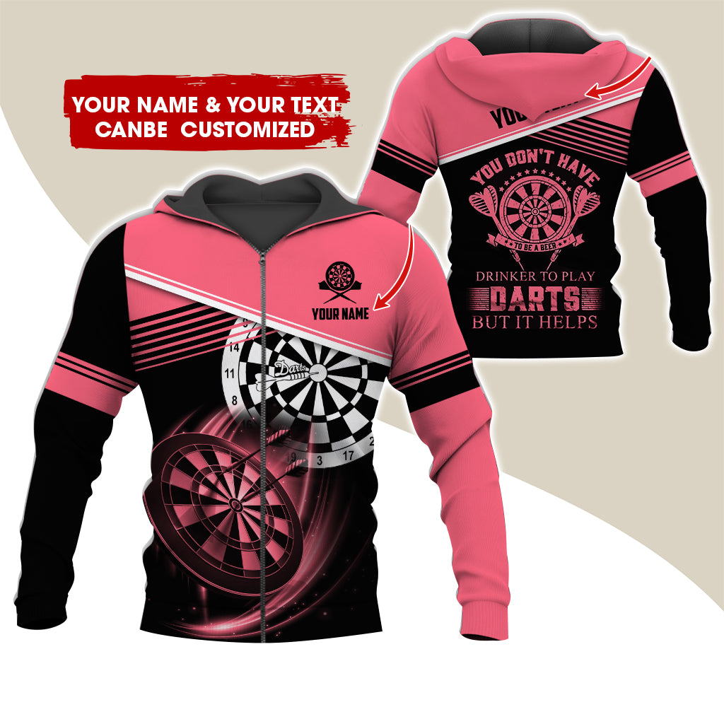 Customized Name & Text Darts Premium Zip Hoodie, Personalized You Don't Have Darts Zip Hoodie For Men & Women - Gift For Darts Lovers, Darts Players