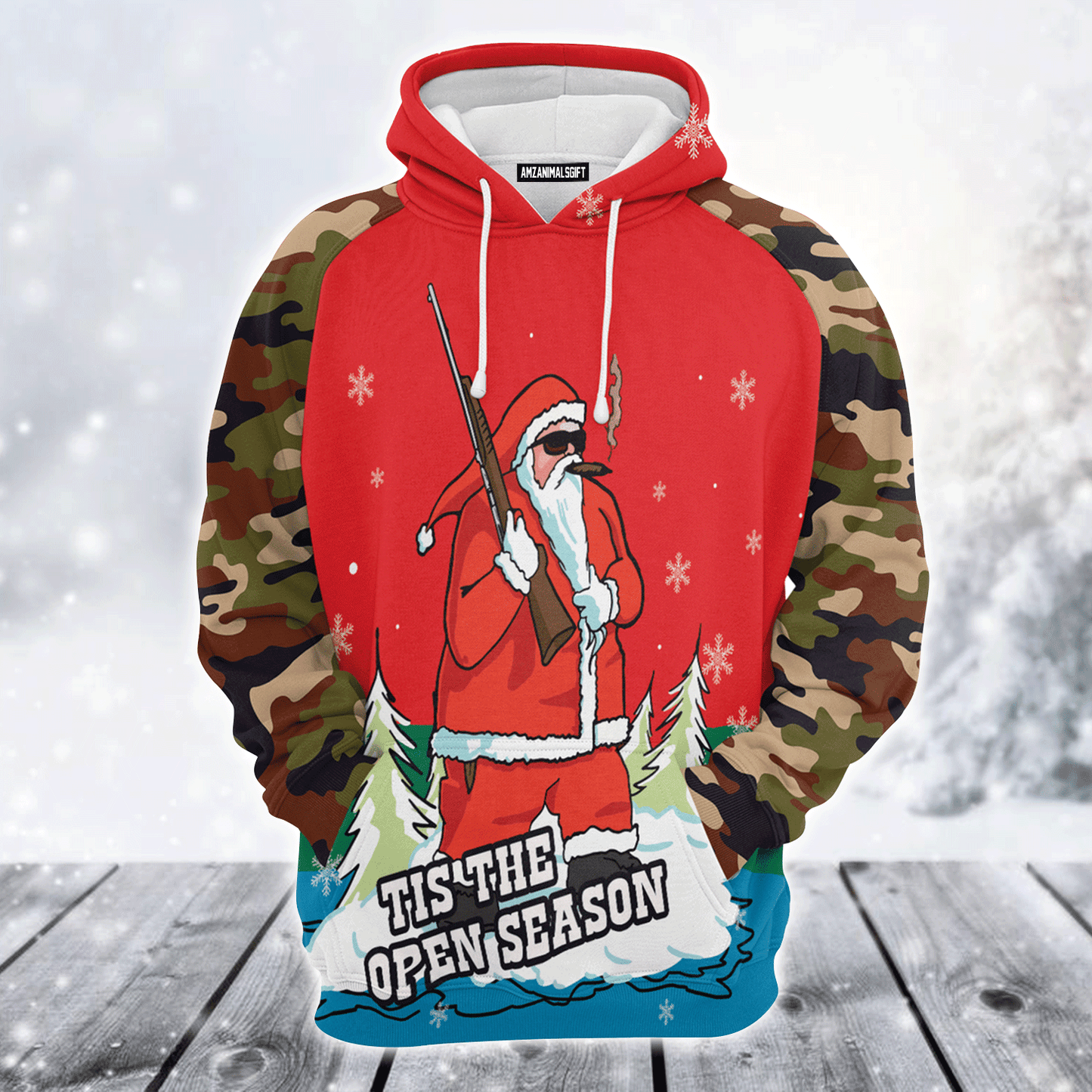 Santa Hunting Premium Christmas Hoodie, Tis The Open Season Unisex Hoodie For Men & Women - Perfect Gift For Christmas, Friends, Family