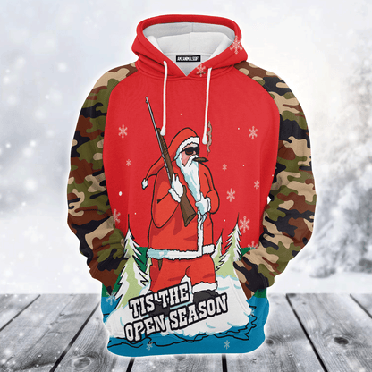 Santa Hunting Premium Christmas Hoodie, Tis The Open Season Unisex Hoodie For Men & Women - Perfect Gift For Christmas, Friends, Family