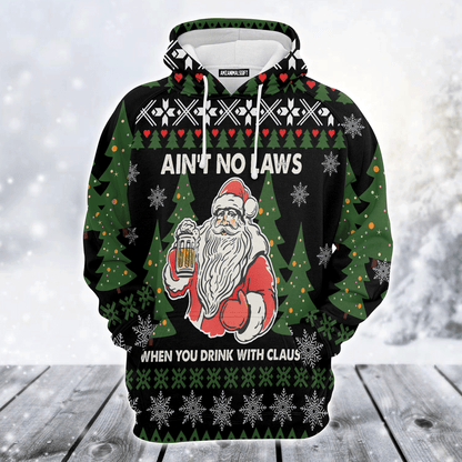 Santa Premium Christmas Hoodie, Ain‘t No Laws When You Drink With Claus Unisex Hoodie For Men & Women - Perfect Gift For Christmas, Beer Lover