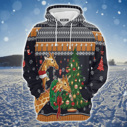 Giraffe Premium Christmas Hoodie, Giraffe Love Christmas Unisex Hoodie For Men & Women - Perfect Gift For Christmas, Giraffe Lover