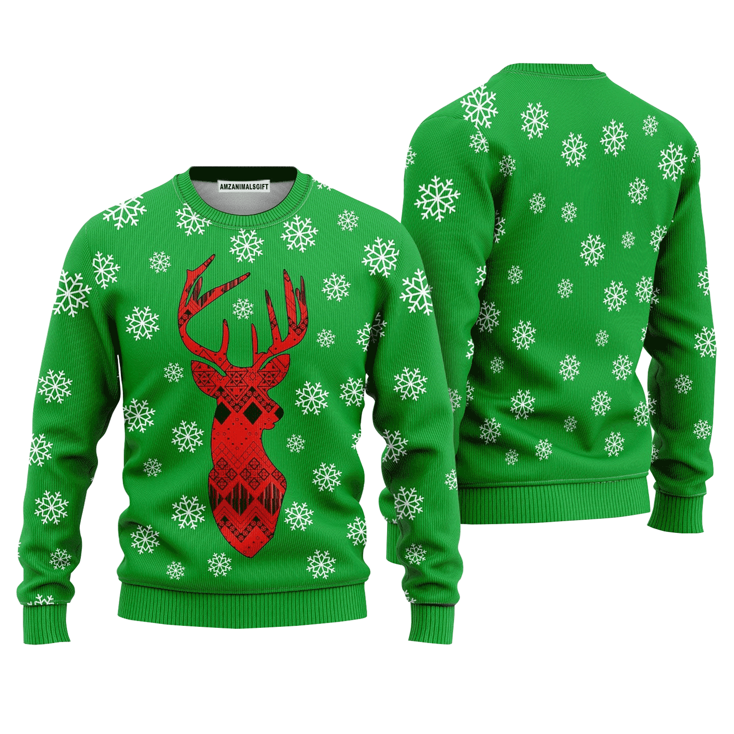 Reindeer head Pattern Sweater Merry Christmas, Ugly Sweater For Men & Women, Perfect Outfit For Christmas New Year Autumn Winter