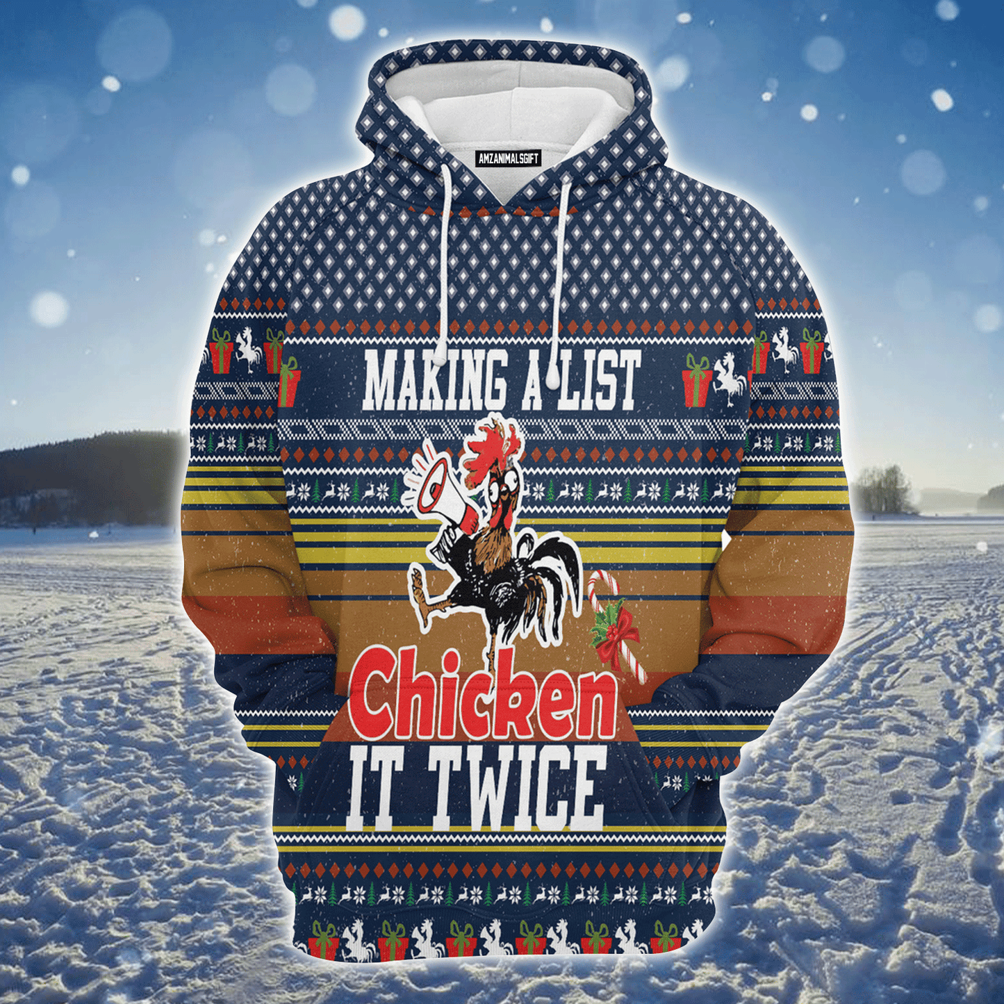 Chicken Xmas Premium Christmas Hoodie, Making A List It Twice Unisex Hoodie For Men & Women - Perfect Gift For Christmas, Chicken Lovers