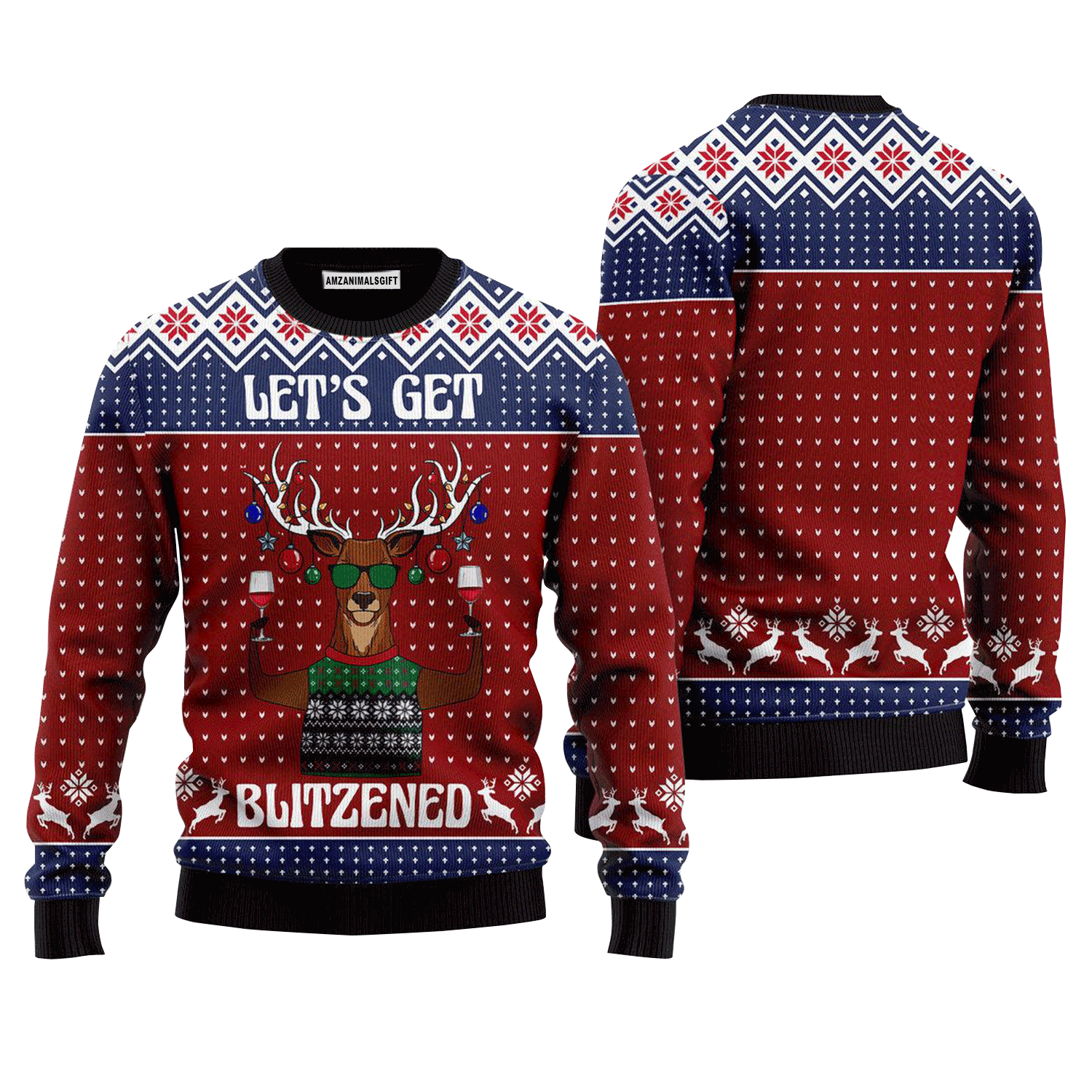 ReinDeer Sweater Let's Get Blitzened, Ugly Sweater For Men & Women, Perfect Outfit For Christmas New Year Autumn Winter