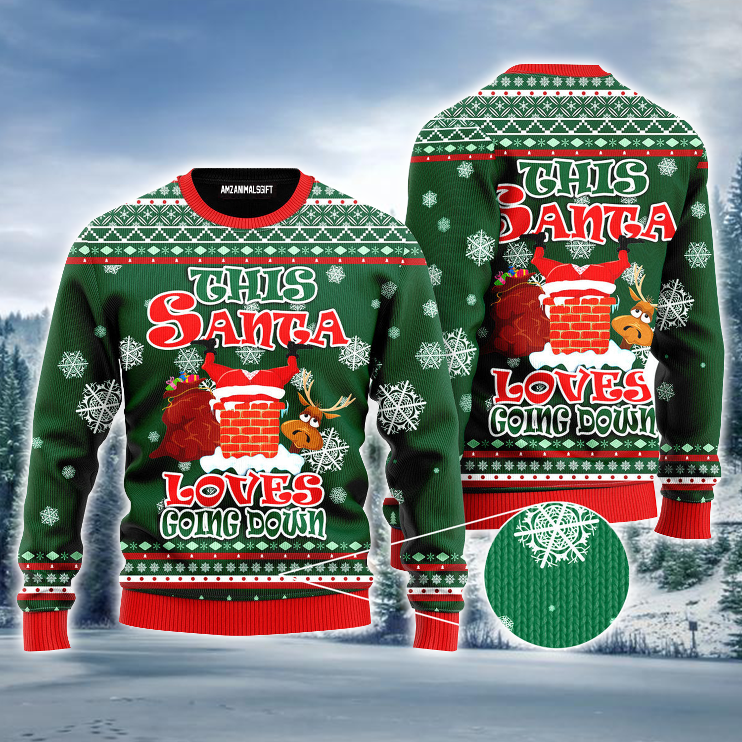 Santa Ugly Sweater, Funny Santa Loves Going Down Ugly Sweater For Men & Women, Perfect Gift For Christmas, Friends, Family