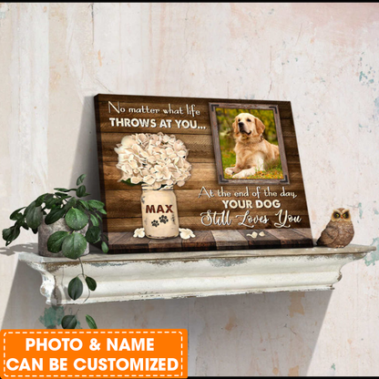 Personalized Dog Landscape Canvas, Orchid Flower Canvas, Custom Your Pet Photo, Perfect Gift For Dog Lovers, Friend, Family