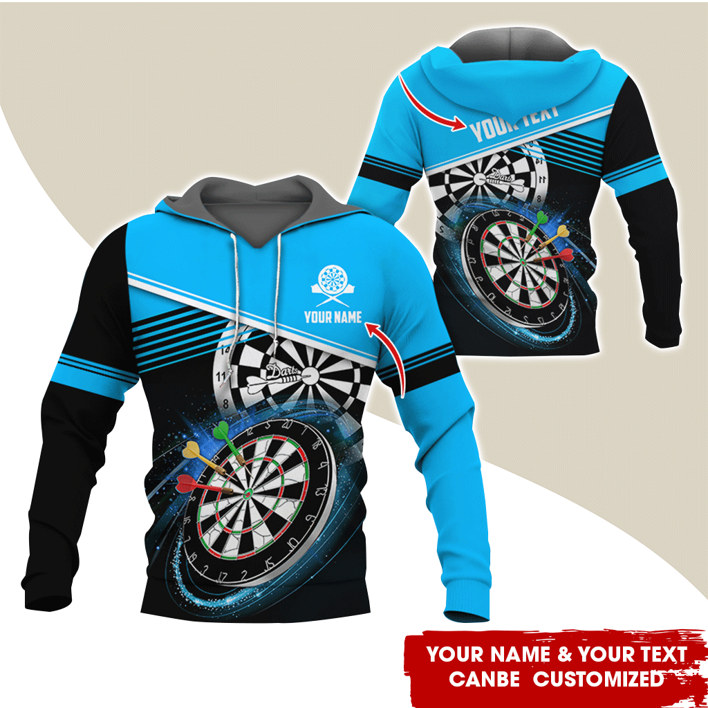 Customized Name & Text Darts Premium Hoodie, Modern Textures Pattern Darts Hoodie, Perfect Gift For Darts Lovers, Darts Player