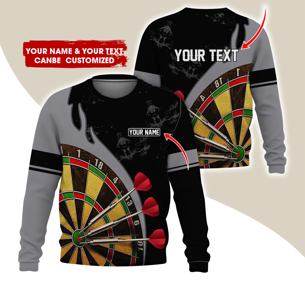Customized Name & Text Darts Sweatshirt, Personalized Yellow Dartboard Sweatshirt For Men & Women - Gift For Darts Lovers, Darts Players