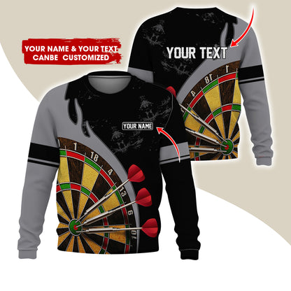 Customized Name & Text Darts Sweatshirt, Personalized Yellow Dartboard Sweatshirt For Men & Women - Gift For Darts Lovers, Darts Players