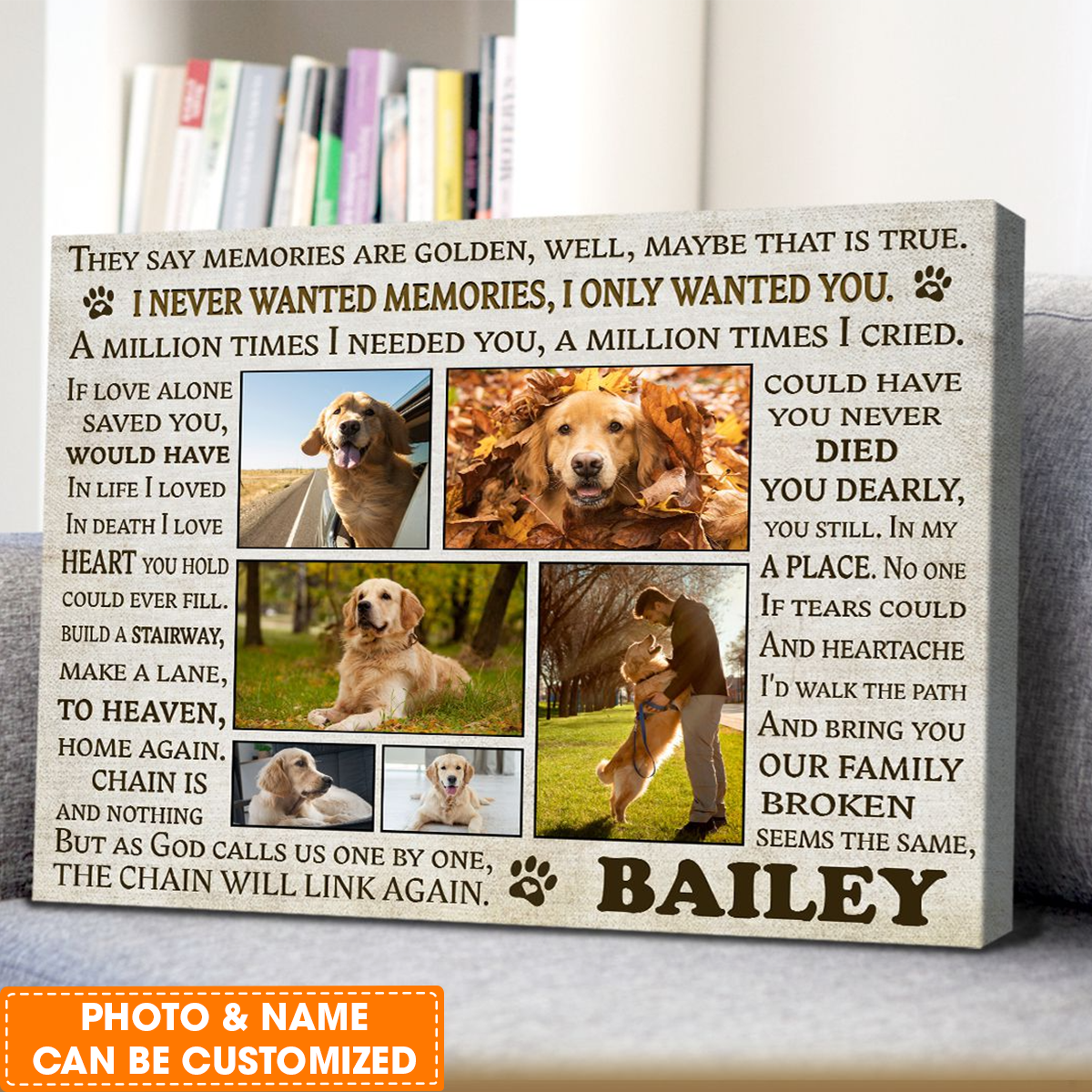 Personalized Dog Landscape Canvas, Memorial Gifts For Dog Owners Personalized Sympathy Gift For Dog Passing, Perfect Gift For Pet Lovers, Friend, Family
