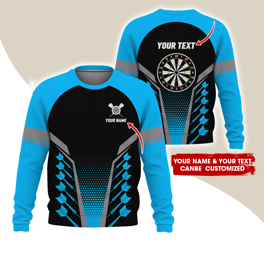 Customized Name Darts Sweatshirt, Darts & Dartboards Pattern Love Darts Shirts - Gift For Darts Lovers, Friend, Family