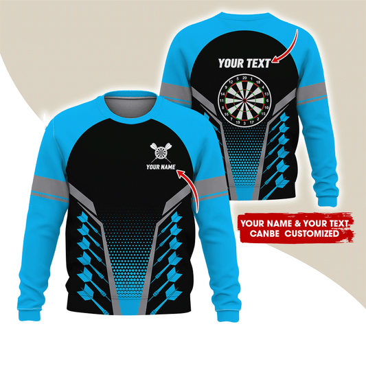 Customized Name Darts Sweatshirt, Darts & Dartboards Pattern Love Darts Shirts - Gift For Darts Lovers, Friend, Family