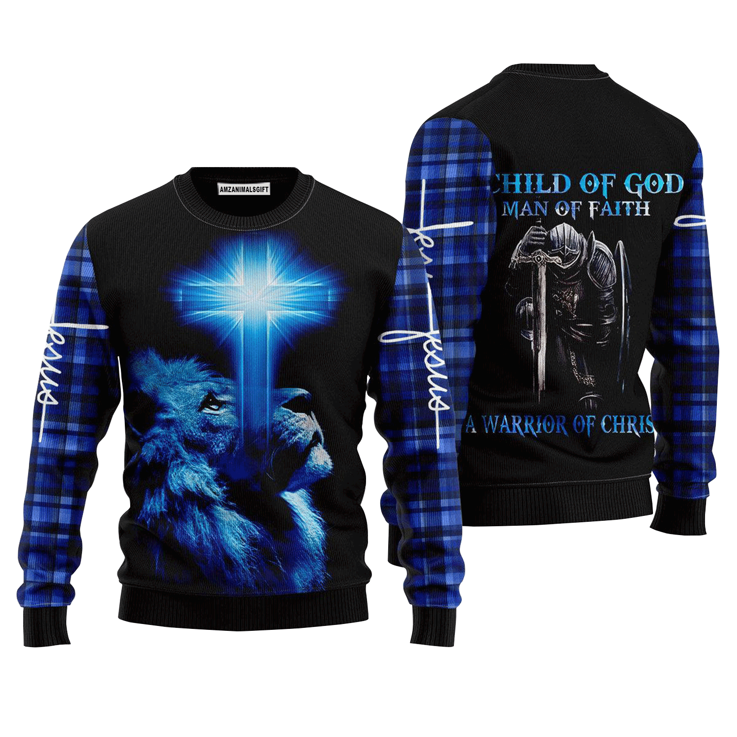 Jesus Sweater A Child Of God A Man Of Faith, Ugly Sweater For Men & Women, Perfect Outfit For Christmas New Year Autumn Winter