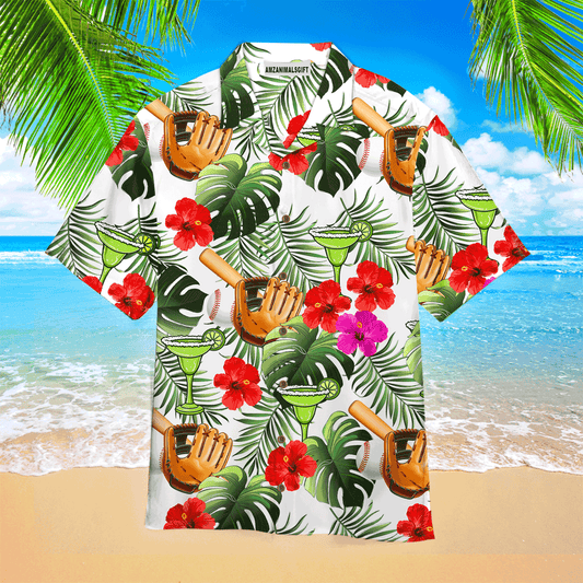 Baseball Hawaiian Shirt, Baseball And Margarita Tropical Hawaiian Shirt For Men & Woman, Perfect Gift For Baseball Lovers