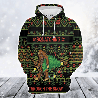 Bigfoot Xmas Premium Christmas Hoodie, Bigfoot Squatching Through The Snow Unisex Hoodie For Men & Women - Perfect Gift For Christmas, Bigfoot Lovers