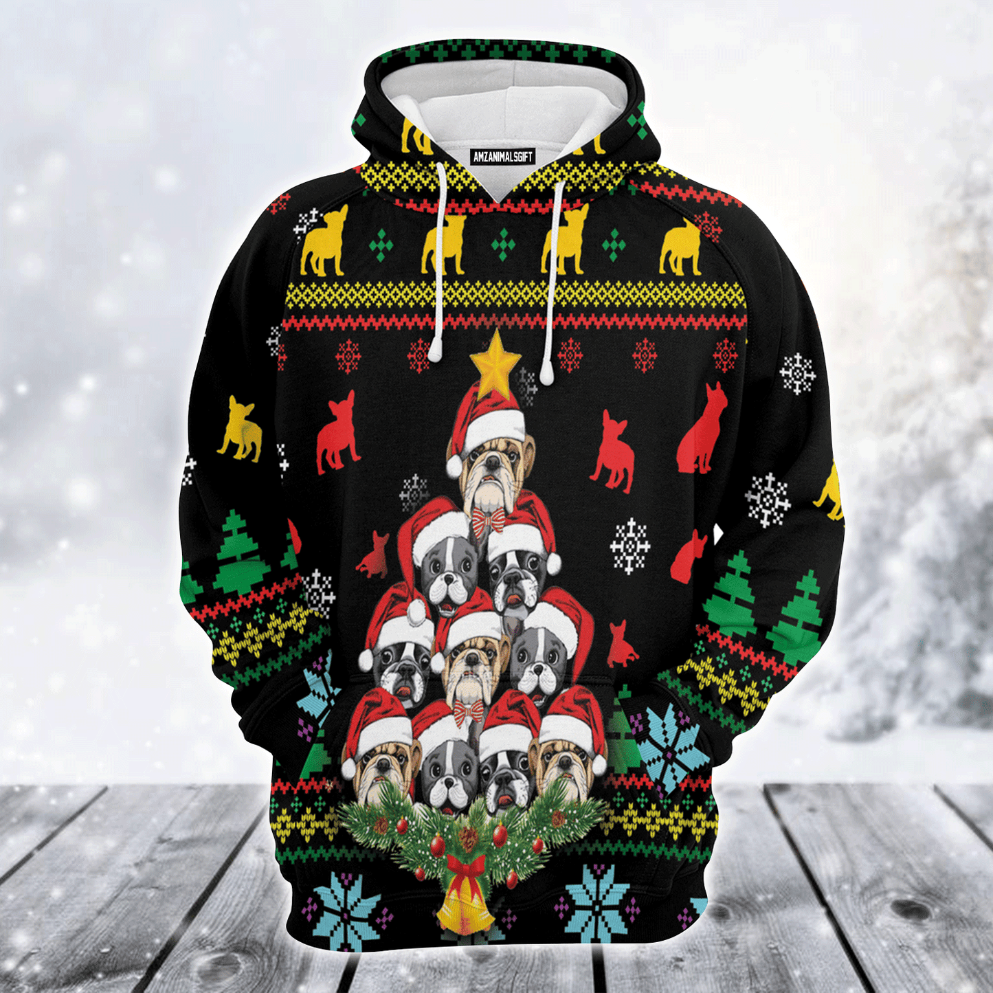 French Bulldog Premium Christmas Hoodie, French Bulldog Christmas Tree Unisex Hoodie For Men & Women - Perfect Gift For Christmas, Dog Lover