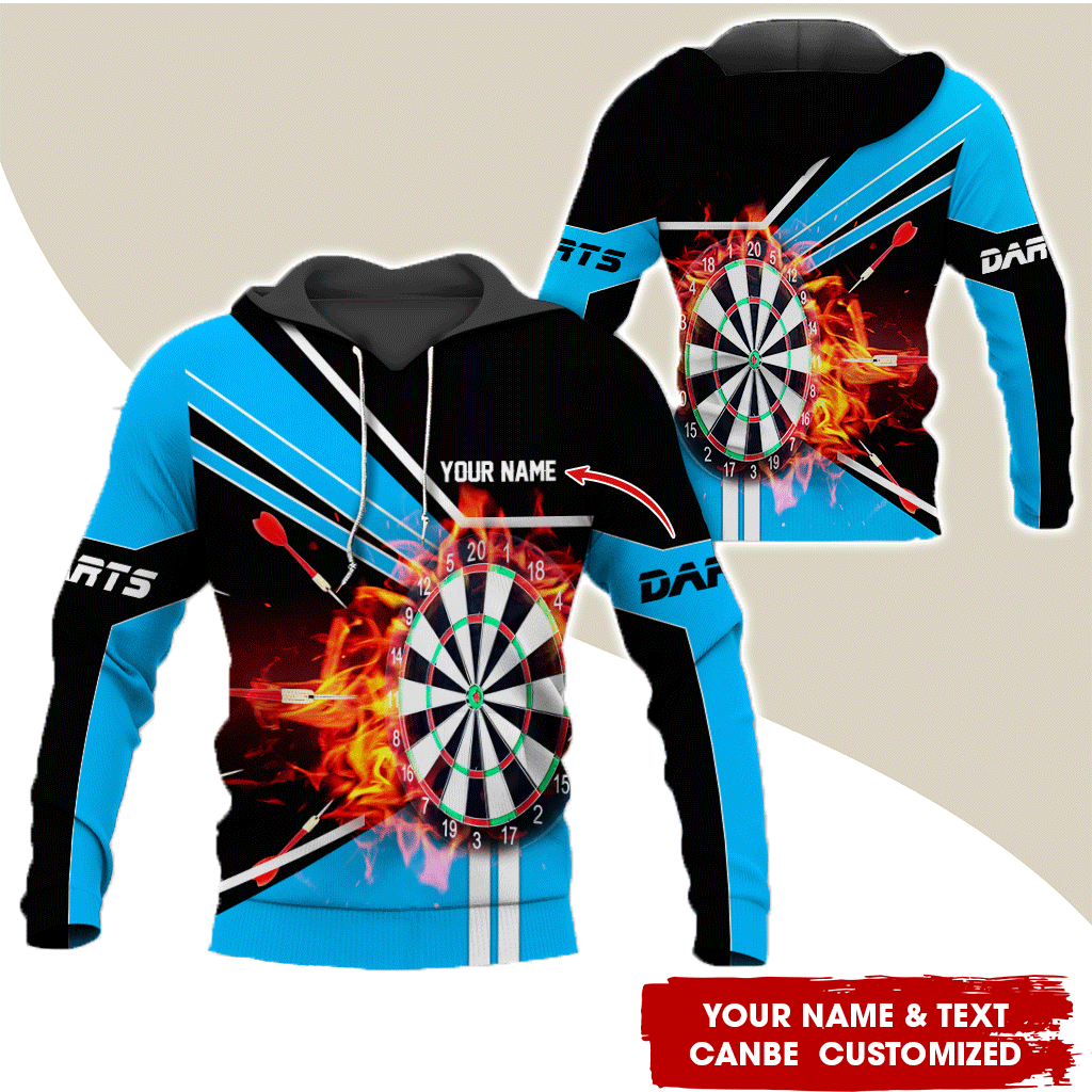 Customized Darts Flaming Premium Hoodie, Personalized Name Darts Hoodie, Perfect Gift For Darts Lovers, Darts Player