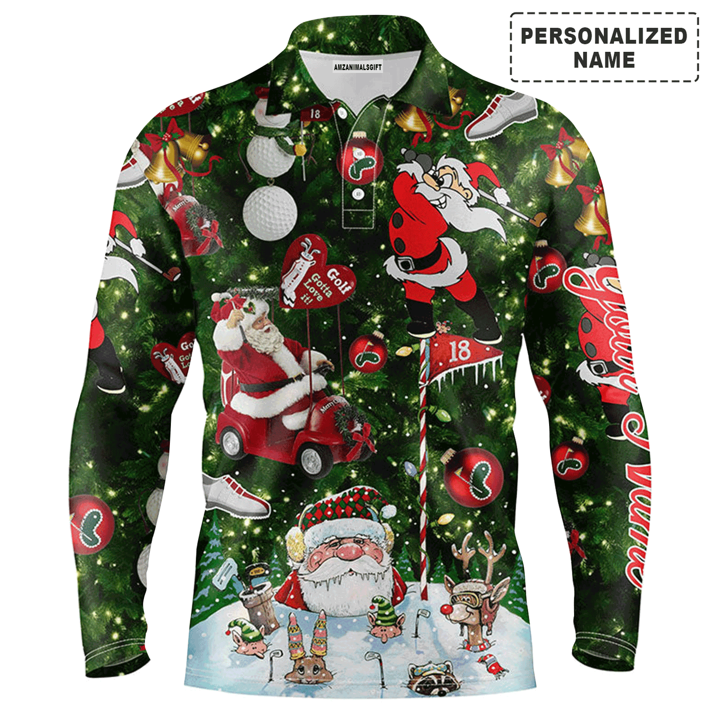 Custom Golf Men Polo Shirt - Funny Christmas Golf Custom Name, Santa Golfer Christmas Gifts Apparel Men Polo Shirt - Perfect Polo Shirt For Men