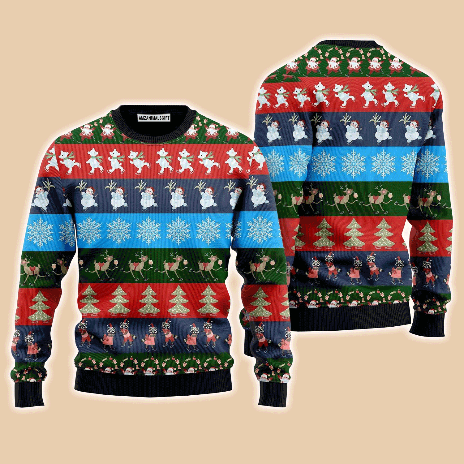 Funny Striped Christmas Pattern Sweater, Ugly Sweater For Men & Women, Perfect Outfit For Christmas New Year Autumn Winter