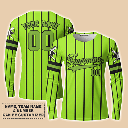Customized Baseball Long Sleeve Shirt, Canada Baseball Logo Green Custom Long Sleeve Shirt - Perfect Long Sleeve Shirt For Men & Woman, Baseball Lovers