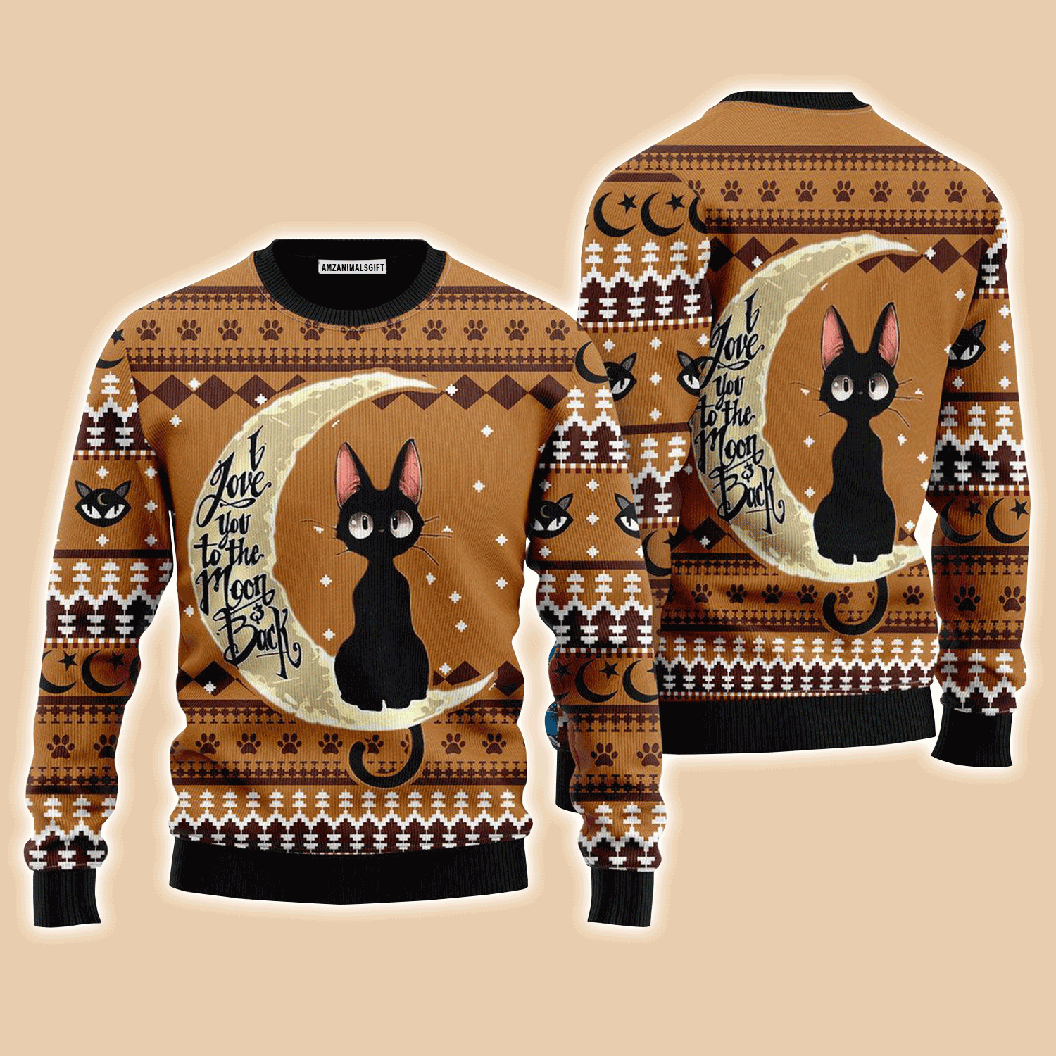 Black Cat Moon And Back Sweater, Ugly Christmas Sweater For Men & Women, Perfect Outfit For Christmas New Year Autumn Winter