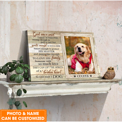 Personalized Dog Landscape Canvas, Wooden Window Canvas, Custom Your Pet Photo, Perfect Gift For Dog Lovers, Friend, Family