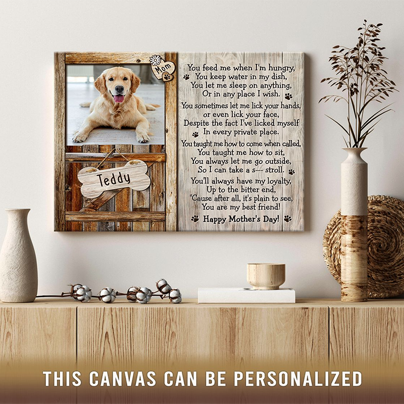 Personalized Dog Landscape Canvas, Custom Pet Photo, Mothers Day Gift For Dog Mom Canvas, Perfect Gift For Dog Lovers, Friend, Family