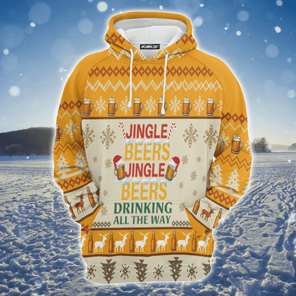 Beer Premium Christmas Hoodie, Jingle Beers Drinking All The Way Christmas Unisex Hoodie For Men & Women - Perfect Gift For Christmas, Beer Lovers