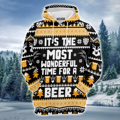 Beer Christmas Premium Hoodie, It's The Most Wonderful Time For A Beer Unisex Hoodie For Men & Women -  Perfect Gift For Christmas, Friends, Family