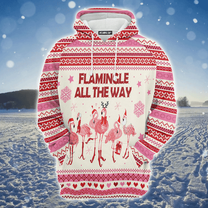 Flamingo Premium Christmas Hoodie, Flamingo Flamingle All The Way Unisex Hoodie For Men & Women - Perfect Gift For Christmas, Friends, Family