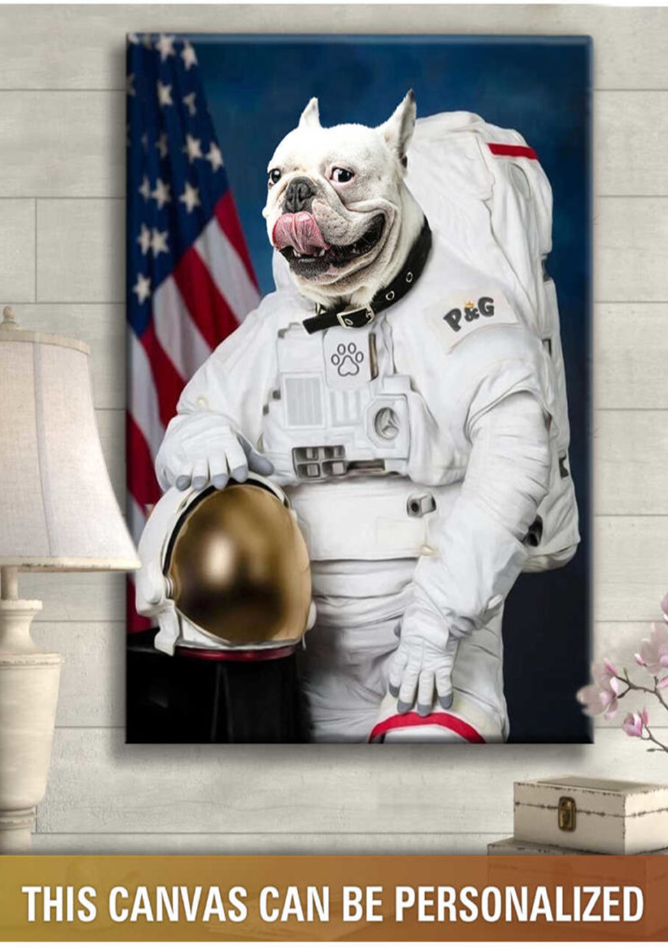 Personalized Dog Portrait Canvas, Astronaut Custom Pet Canvas, Perfect Gift For Dog Lovers, Friend, Family