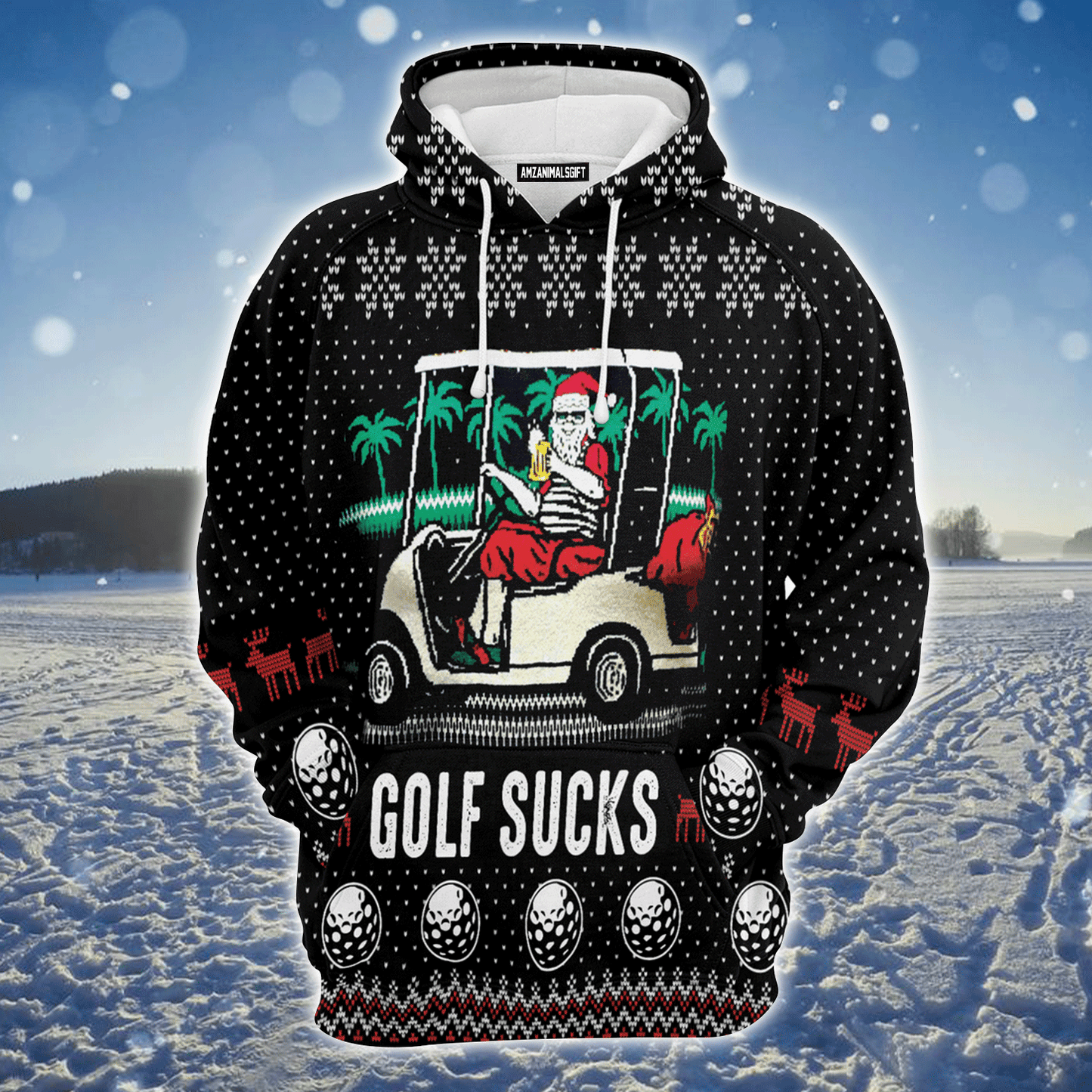 Golf Premium Christmas Hoodie, Santa Golf Sucks & beer Christmas Unisex Hoodie For Men & Women - Perfect Gift For Christmas, Friends, Family