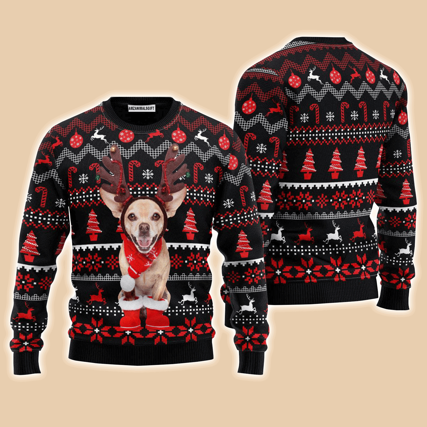 Christmas Santa Reindeer chihuahua Sweater, Ugly Sweater For Men & Women, Perfect Outfit For Christmas New Year Autumn Winter