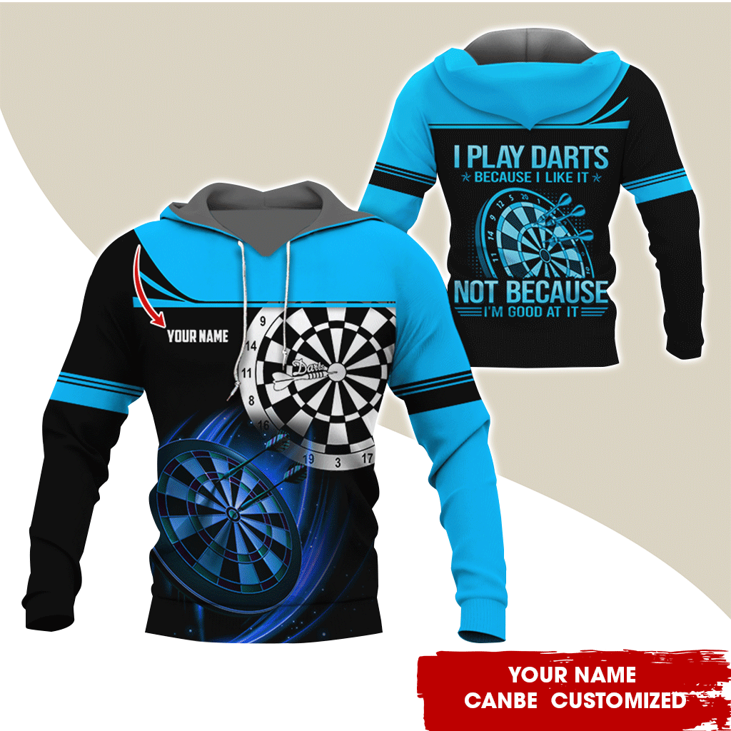 Customized Name Darts Premium Hoodie, I Play Darts Because I Like It Darts Hoodie, Perfect Gift For Darts Lovers, Darts Player