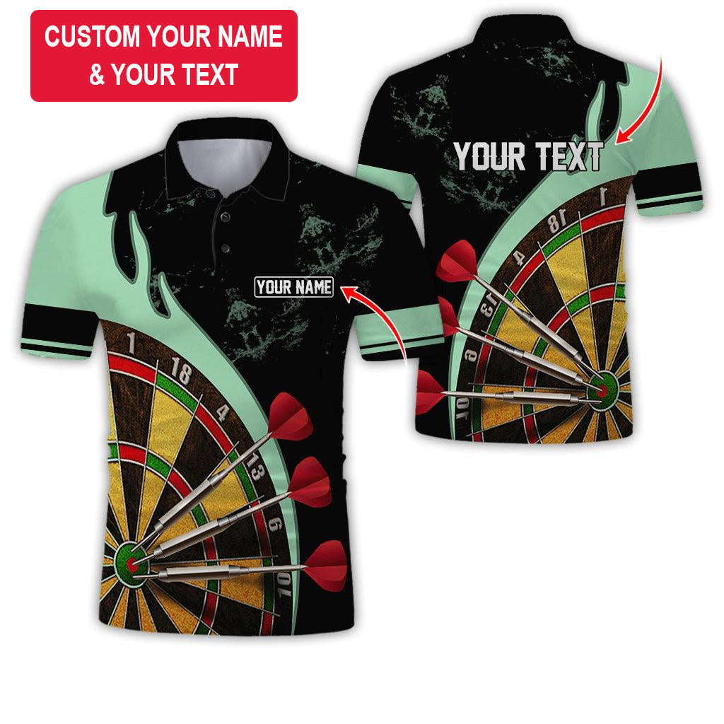 Customized Name & Text Darts Polo Shirt, Personalized Name Dartboard Uniforms Polo Shirt For Men - Perfect Gift For Darts Lovers, Darts Team Players