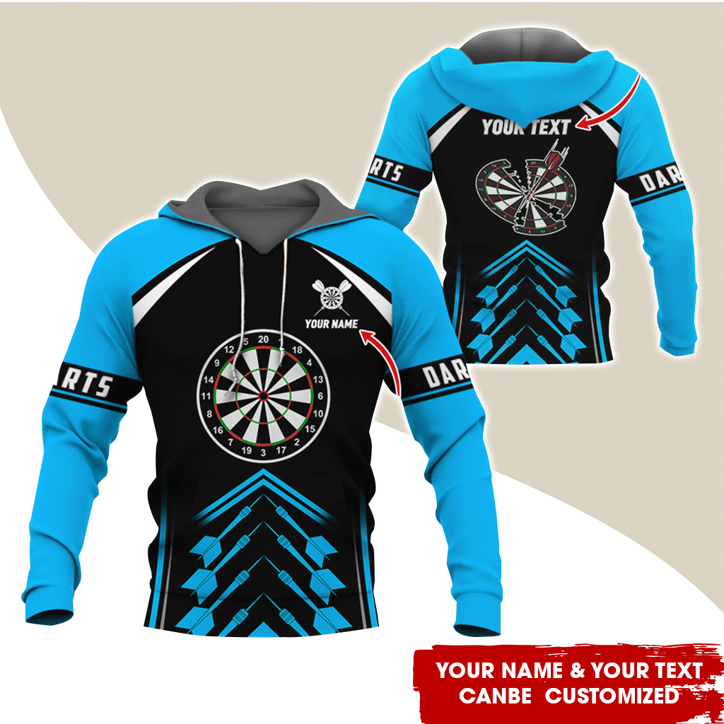 Personalized Name & Text Darts Premium Hoodie, Broken Darts Pattern Hoodie, Perfect Gift For Darts Lovers, Friend, Family