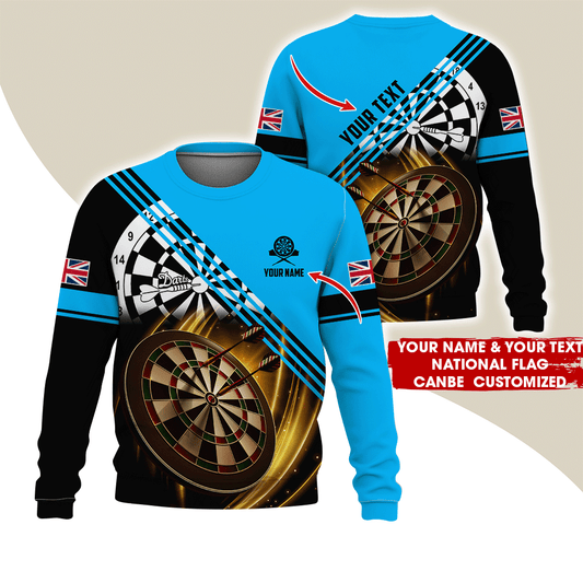 Customized Darts Sweatshirt, Personalized National Flag & Darts Pattern Sweatshirt For Men & Women, Perfect Gift For Darts Lovers, Friend, Family