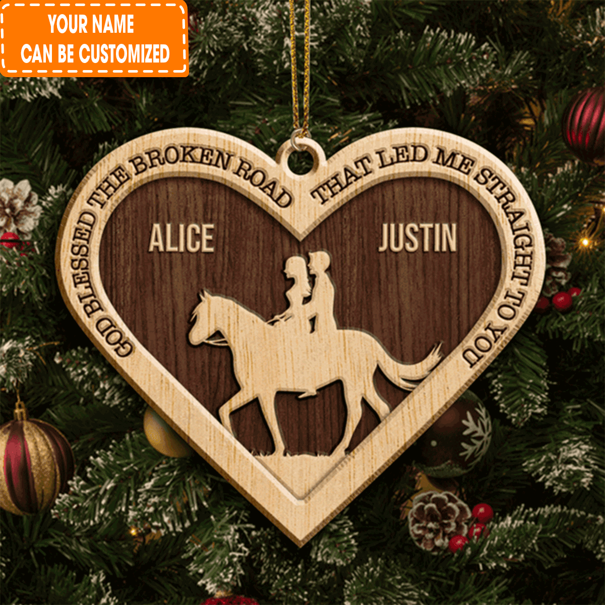 Custom Jesus Acrylic Ornament, Personalized Farm Love Horse Cowboy And Cowgirl God Blessed Acrylic Ornament For Christian, Holiday Decor