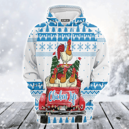 Chicken Premium Christmas Hoodie, Chicken Life Christmas Tree Colorful Unisex Hoodie For Men & Women - Perfect Gift For Christmas, Chicken Lover