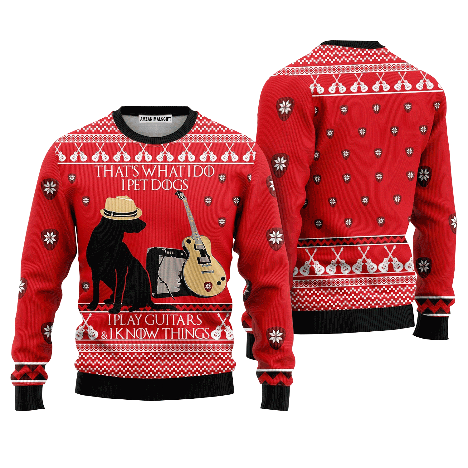Dog Guitar Sweater That's What I Do I Pet Dogs, Ugly Sweater For Men & Women, Perfect Outfit For Christmas New Year Autumn Winter