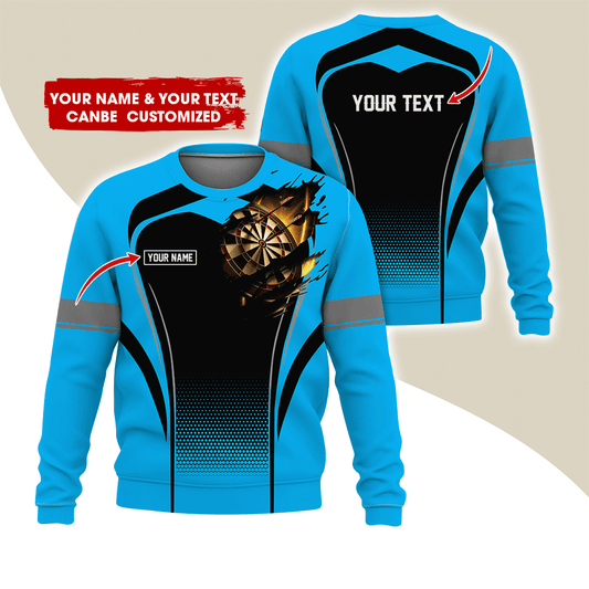 Customized Name & Text Darts Sweatshirt, Dartboards Pattern Sweatshirt For Men & Women - Gift For Darts Lovers, Friend, Family