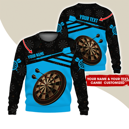 Customized Name Darts Sweatshirt, Custom Name Darts Shirts With Darts Pattern - Gift For Darts Lovers, Friend, Family