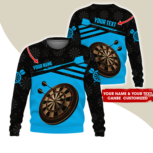 Customized Name Darts Sweatshirt, Custom Name Darts Shirts With Darts Pattern - Gift For Darts Lovers, Friend, Family