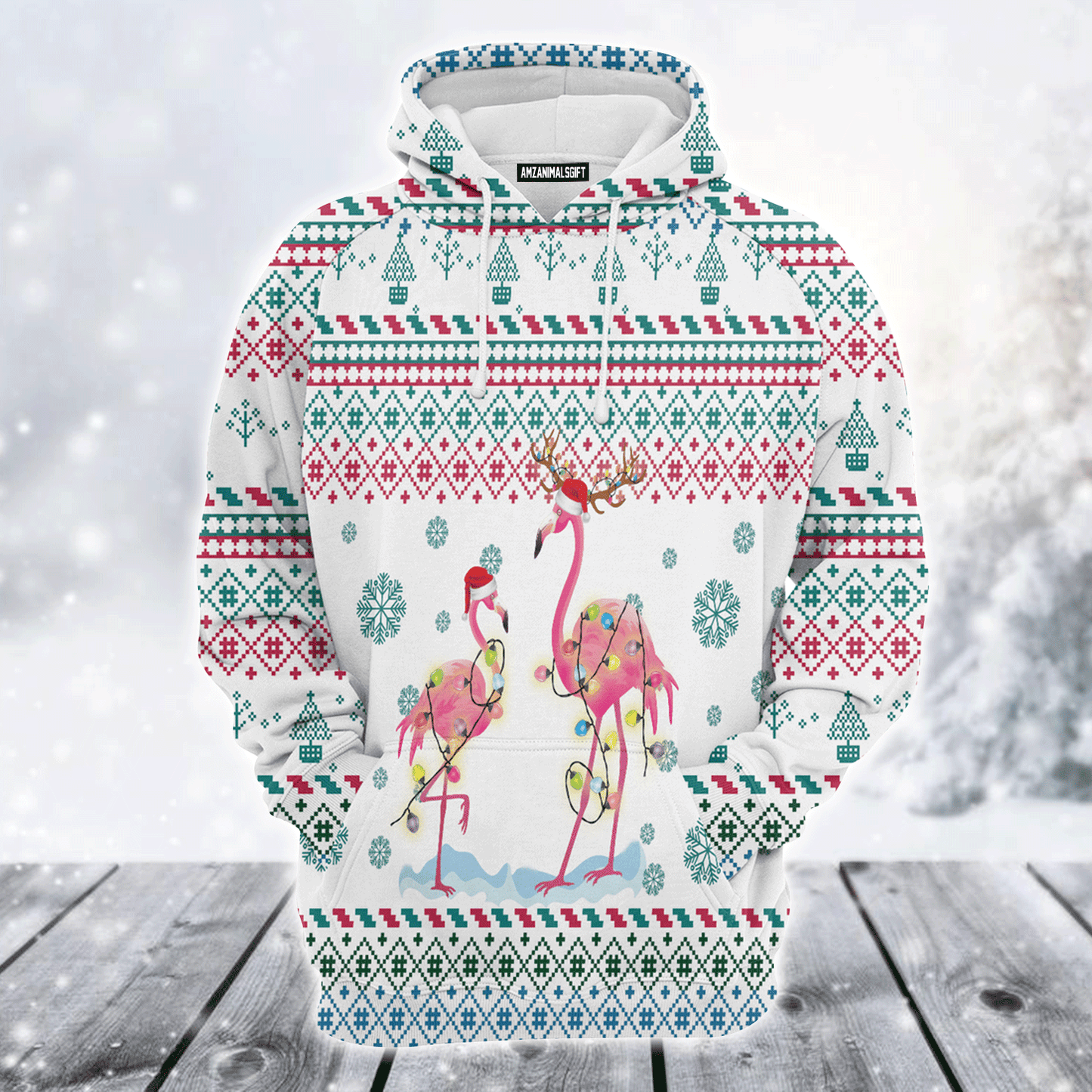 Flamingo Premium Christmas Hoodie, Flamingo Christmas Reunion Unisex Hoodie For Men & Women - Perfect Gift For Christmas, Flamingo Lover
