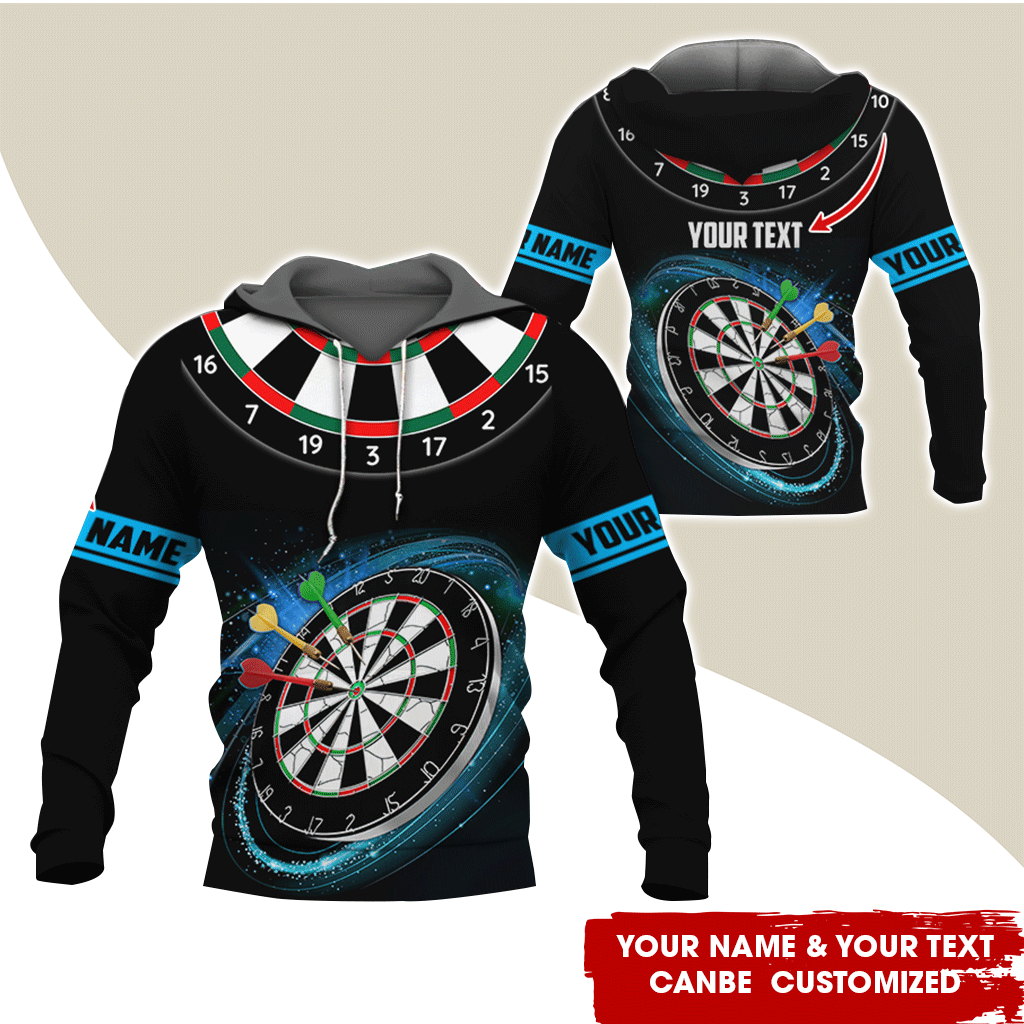 Customized Name & Text Darts Premium Hoodie, Black Pattern Darts Hoodie, Perfect Gift For Darts Lovers, Darts Player