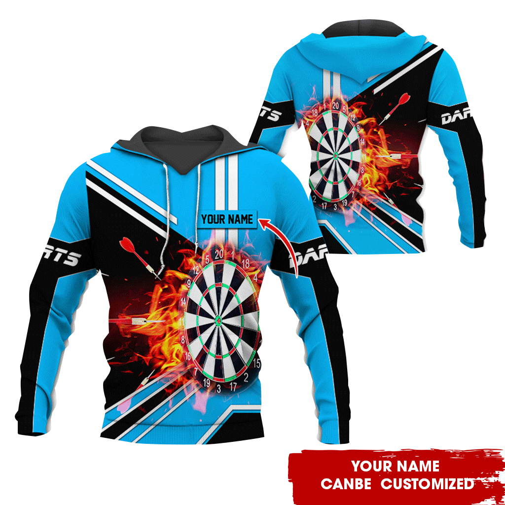 Personalized Flaming Dartboards Premium Hoodie ,Customized Name Hoodie, Perfect Gift For Darts Lovers, Darts Player