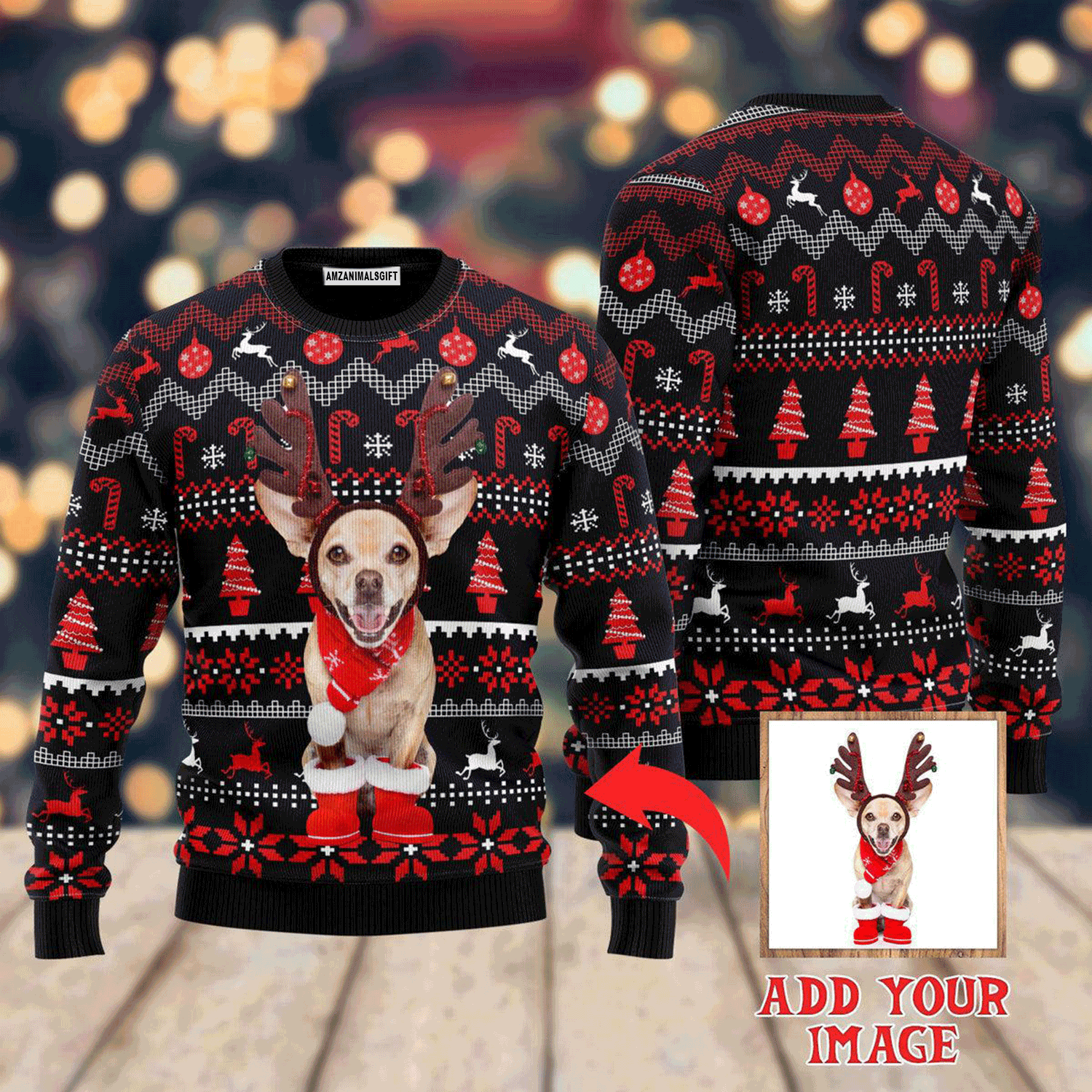 Custom Funny Cute Pet In Red Xmas Sweater, Ugly Sweater For Men & Women, Perfect Outfit For Christmas New Year Autumn Winter