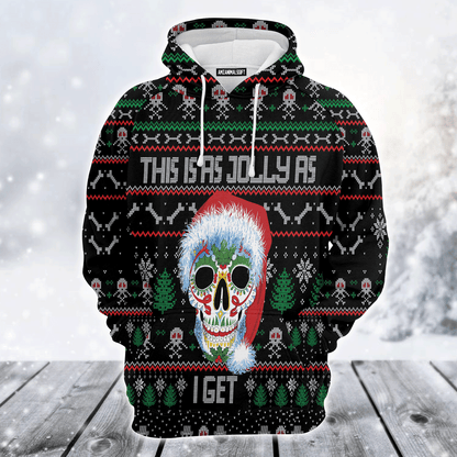 Skull Xmas Premium Christmas Hoodie, This Is As Jolly As I Get Unisex Hoodie For Men & Women - Perfect Gift For Christmas, Family