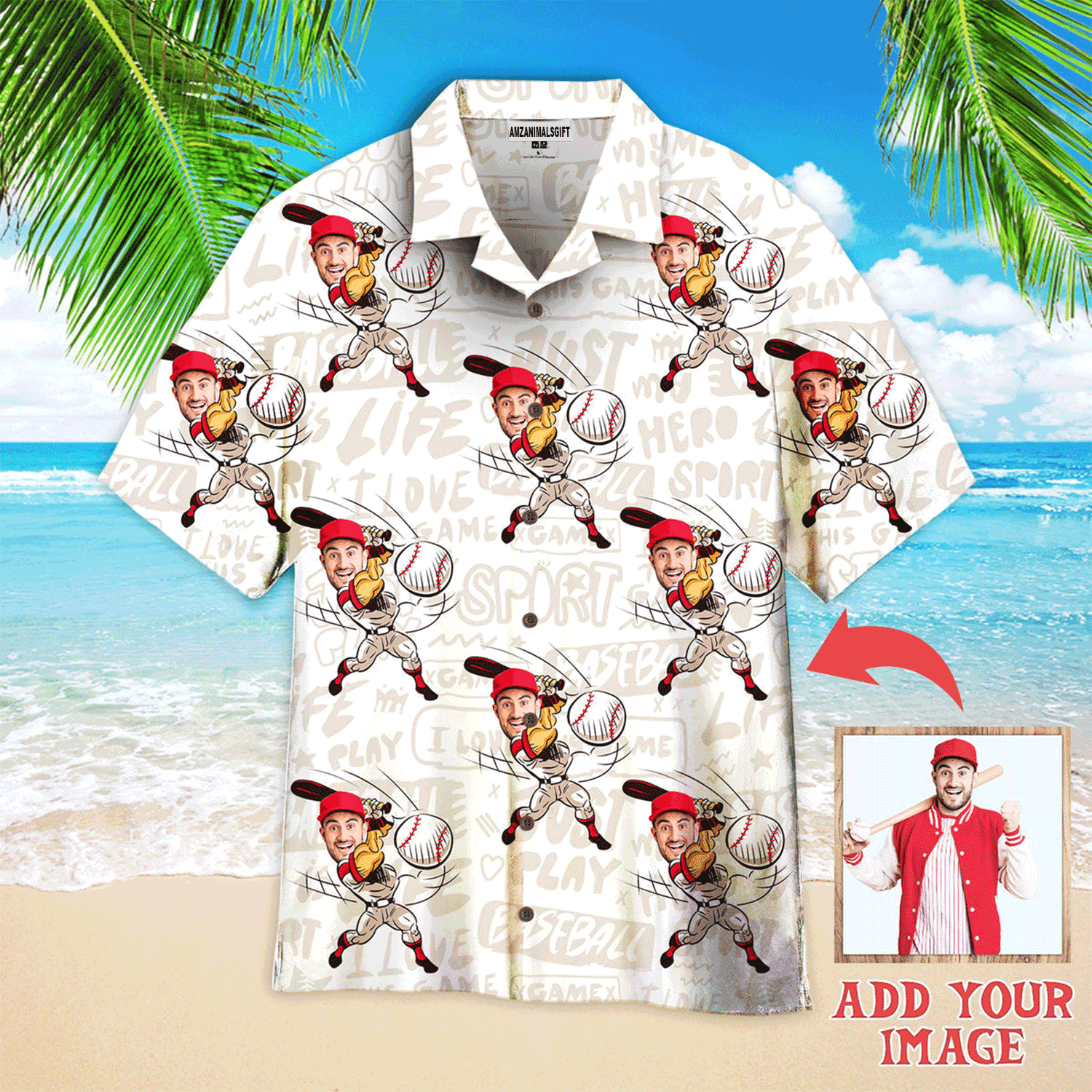 Customized Baseball Hawaiian Shirts, Custom Funny Face I Love Baseball Hawaiian Shirt - Perfect Gift For Men & Woman, Baseball Lovers